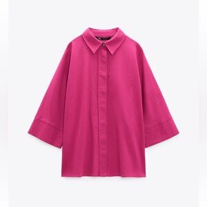 ZARA OVERSIZE LINEN BLEND SHIRT